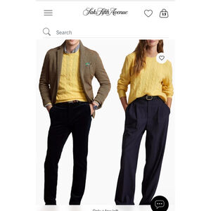 NWT Polo Ralph Lauren Yellow 100% Cashmere Cable Knit Sweater, Size L